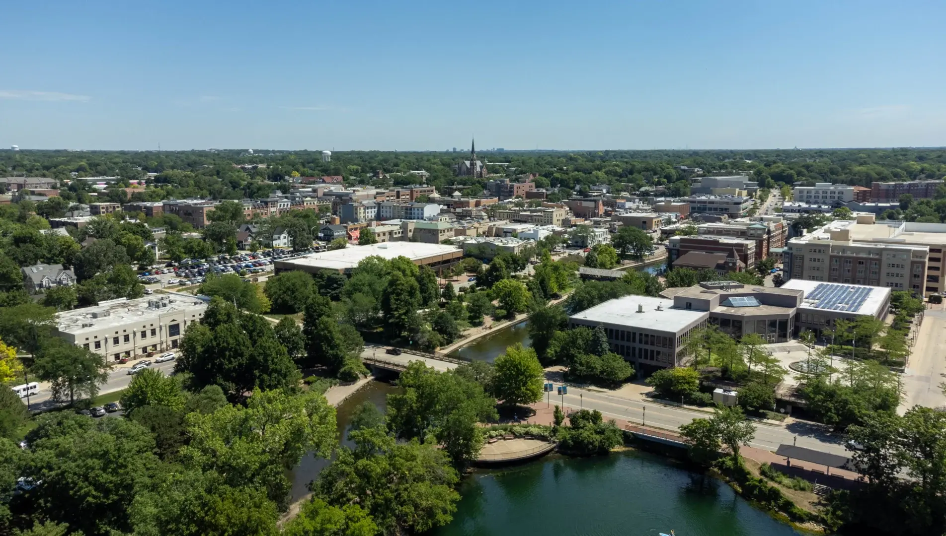 Aerial view of Naperville, Illinois.
